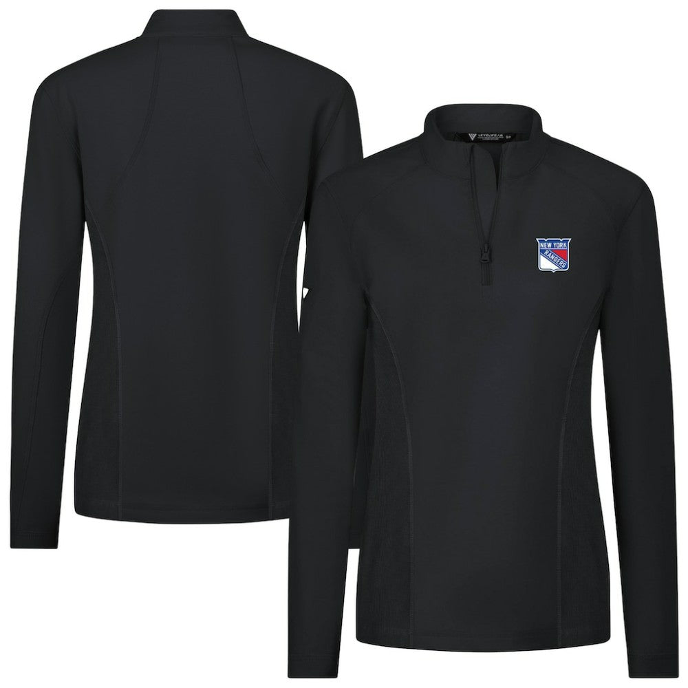 New York Rangers Levelwear Women's Upright Quarter-Zip Pullover - Black - NHL