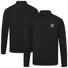 New Jersey Devils Levelwear Upright Tri-Blend Quarter-Zip Pullover - Black - NHL