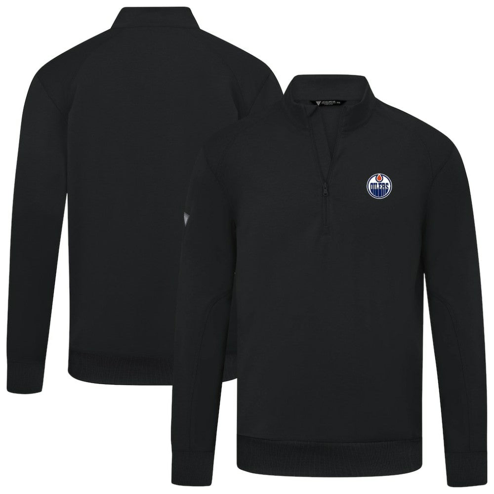 Edmonton Oilers Levelwear Upright Tri-Blend Quarter-Zip Pullover - Black - NHL