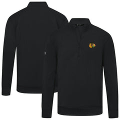 Chicago Blackhawks Levelwear Upright Tri-Blend Quarter-Zip Pullover - Black - NHL