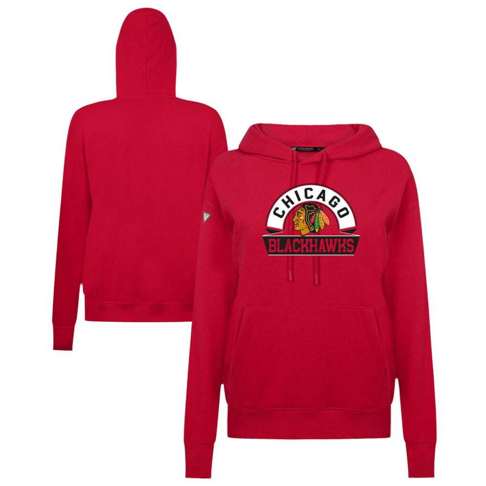 Chicago Blackhawks Levelwear Women's Adorn Banner Arch Pullover Hoodie - Red - NHL