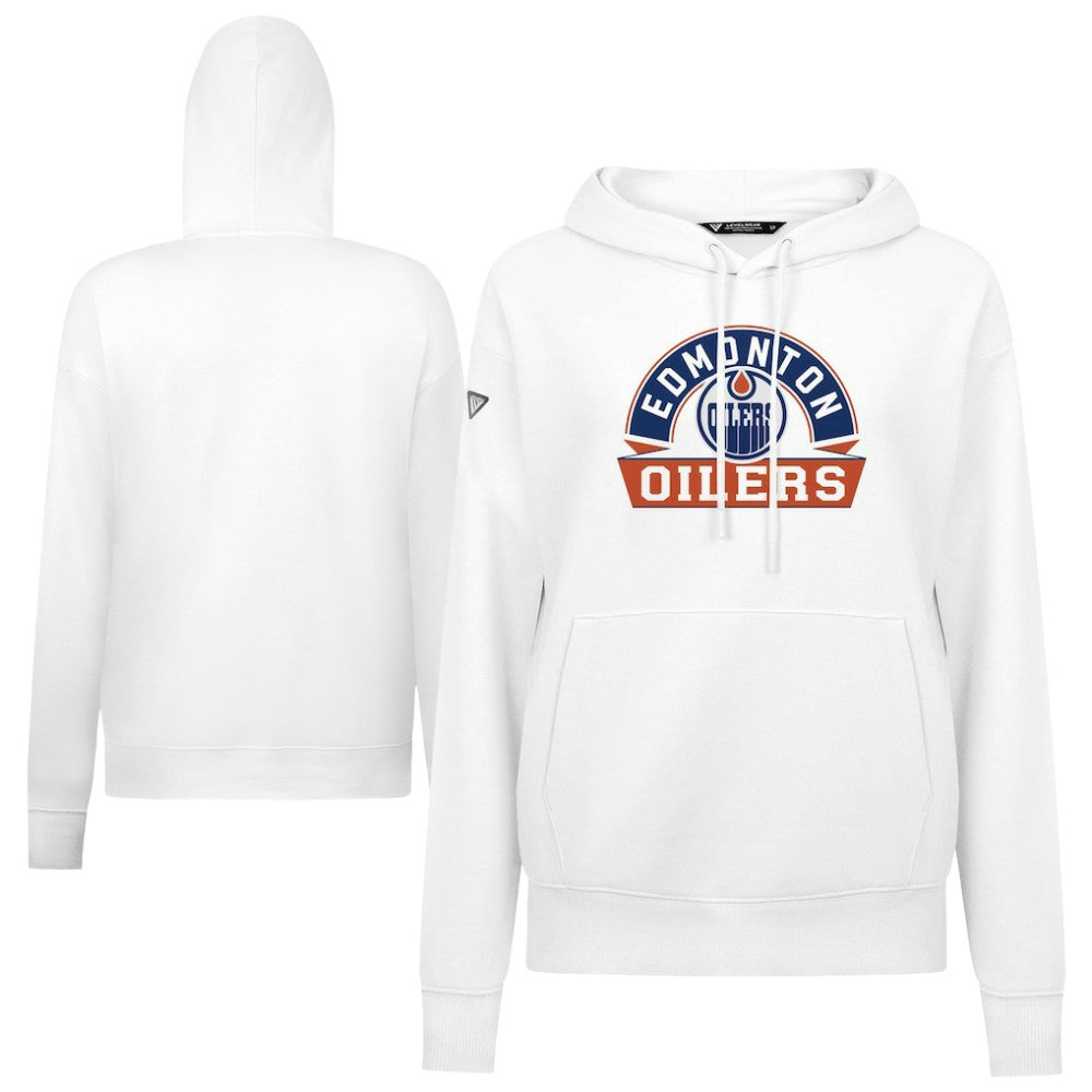 Edmonton Oilers Levelwear Women's Adorn Banner Arch Pullover Hoodie - White - NHL