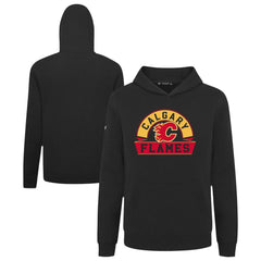 Calgary Flames Levelwear Youth Podium Banner Arch Pullover Hoodie - Black - NHL