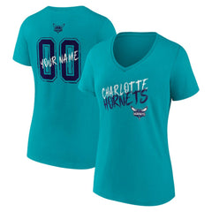Charlotte Hornets Women's Hustle Custom V-Neck T-Shirt Teal - NBA