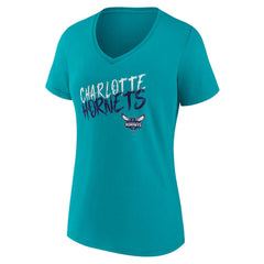 Charlotte Hornets Women's Hustle Custom V-Neck T-Shirt Teal - NBA