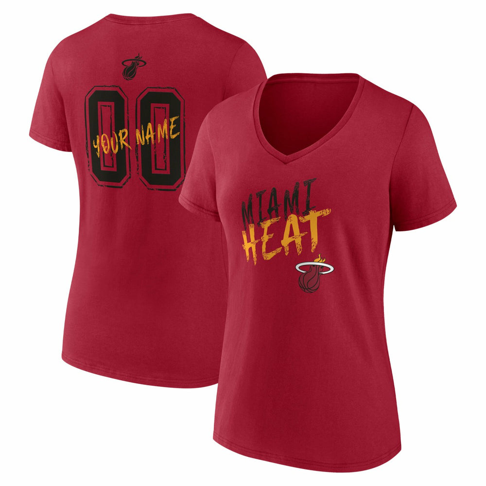 Miami Heat Women's Hustle Custom V-Neck T-Shirt Red - NBA