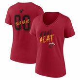 Miami Heat Women's Hustle Custom V-Neck T-Shirt Red - NBA