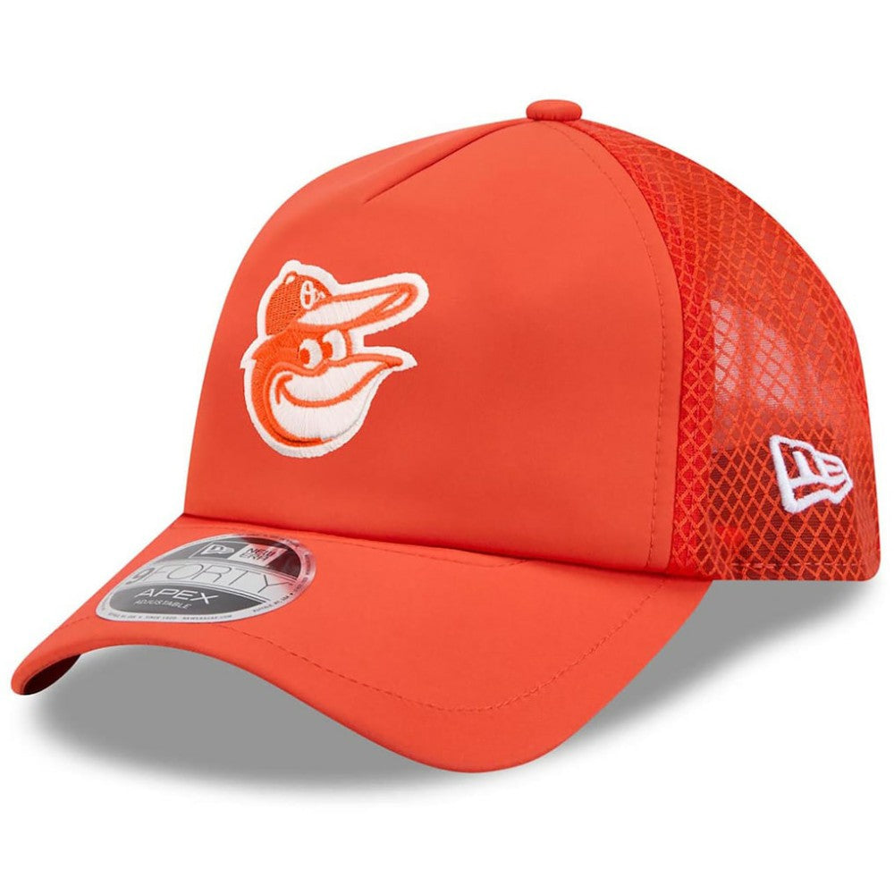 Baltimore Orioles New Era 2026 Batting Practice Apex 9FORTY Adjustable Trucker Hat - MLB