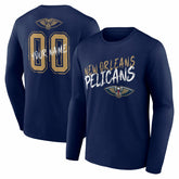 New Orleans Pelicans Hustle Custom Long Sleeve T-Shirt Navy - NBA