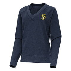 Milwaukee Brewers Antigua Women's Varsity Tri-Blend V-Neck Long Sleeve T-Shirt - MLB