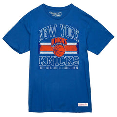 New York Knicks Striped Logo Lockup Premium T-Shirt Royal - NBA