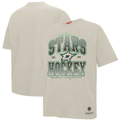 Dallas Stars Mitchell & Ness Women's Dump & Chase Boyfriend T-Shirt - Cream - NHL