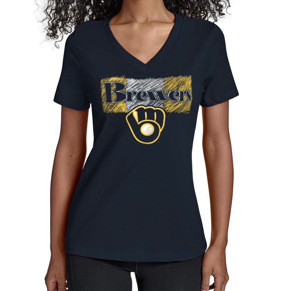 Milwaukee Brewers Starter Women's Team Color Shading V-Neck T-Shirt - MLB