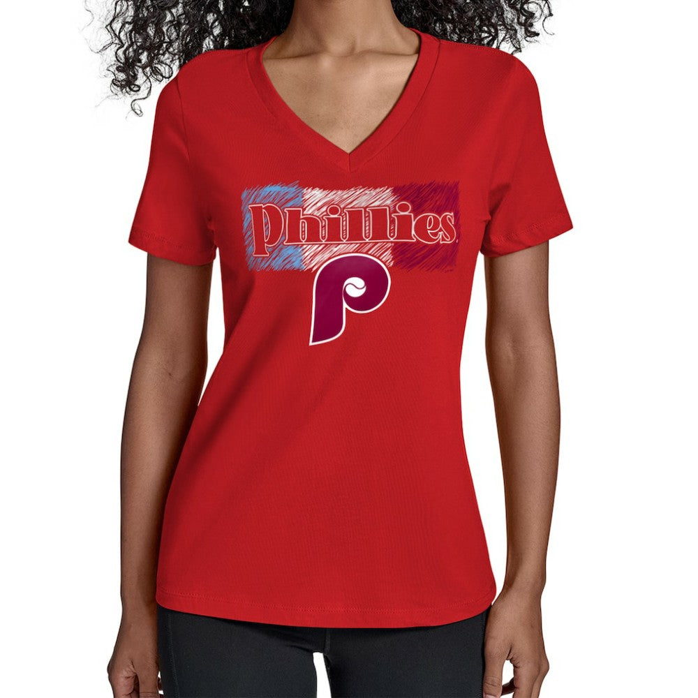 Philadelphia Phillies Starter Women's Team Color Shading V-Neck T-Shirt - MLB