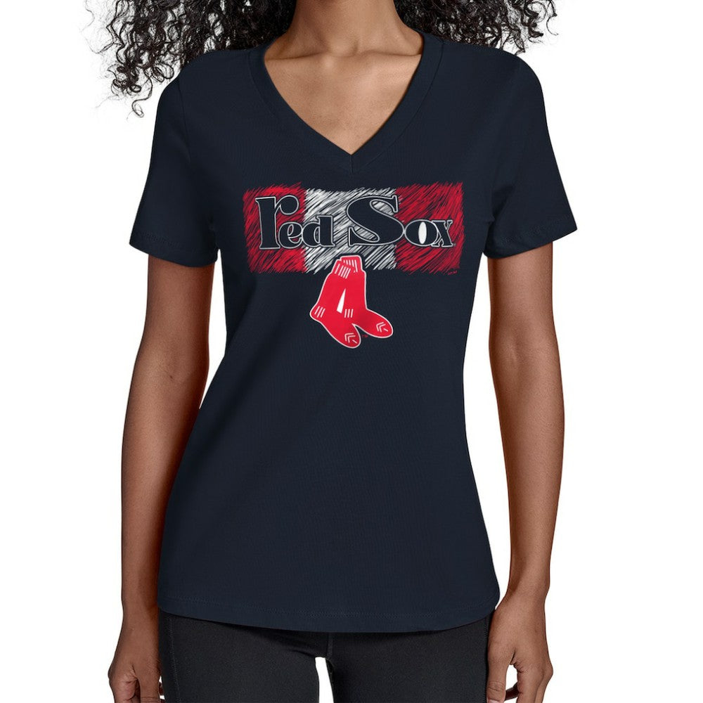 Boston Red Sox Starter Women's Team Color Shading V-Neck T-Shirt - MLB