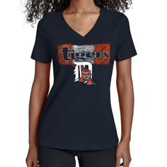 Detroit Tigers Starter Women's Team Color Shading V-Neck T-Shirt - MLB
