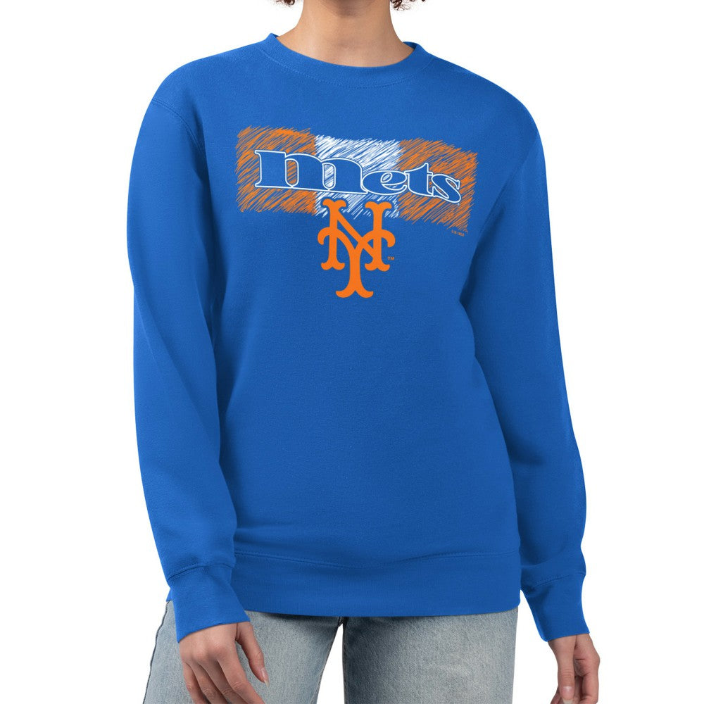 New York Mets Starter Women's Team Color Shading Fleece Pullover Sweatshirt - MLB