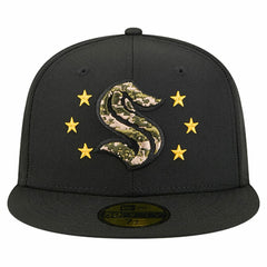 Seattle Kraken New Era Military Appreciation Digital Camo Stars 59FIFTY Fitted Hat - Black - NHL
