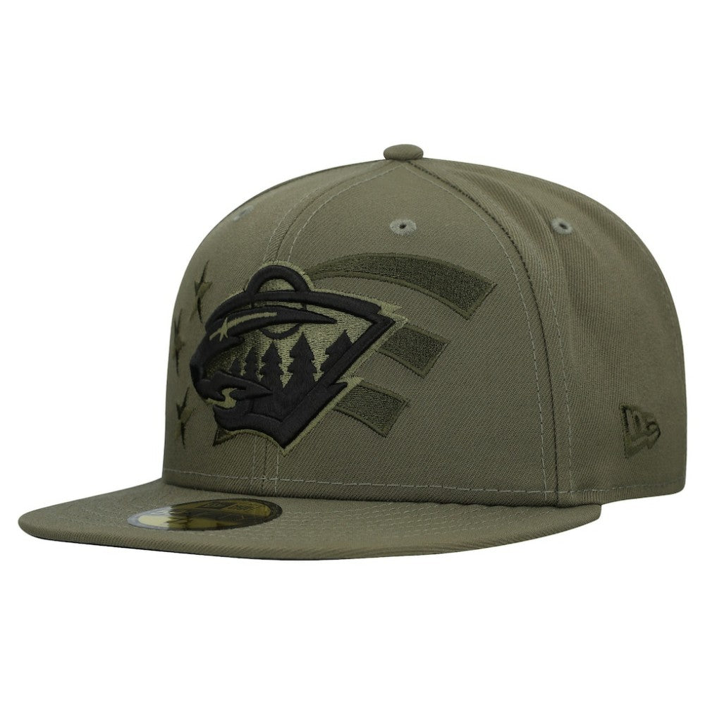 Minnesota Wild New Era Military Appreciation Flag 59FIFTY Fitted Hat - Olive - NHL