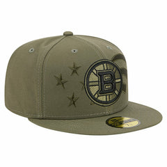 Boston Bruins New Era Military Appreciation Flag 59FIFTY Fitted Hat - Olive - NHL