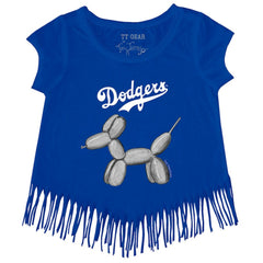 Los Angeles Dodgers Tiny Turnip Girls Youth Balloon Dog Fringe T-Shirt - MLB