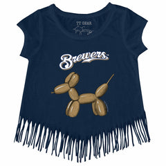 Milwaukee Brewers Tiny Turnip Girls Youth Balloon Dog Fringe T-Shirt - MLB