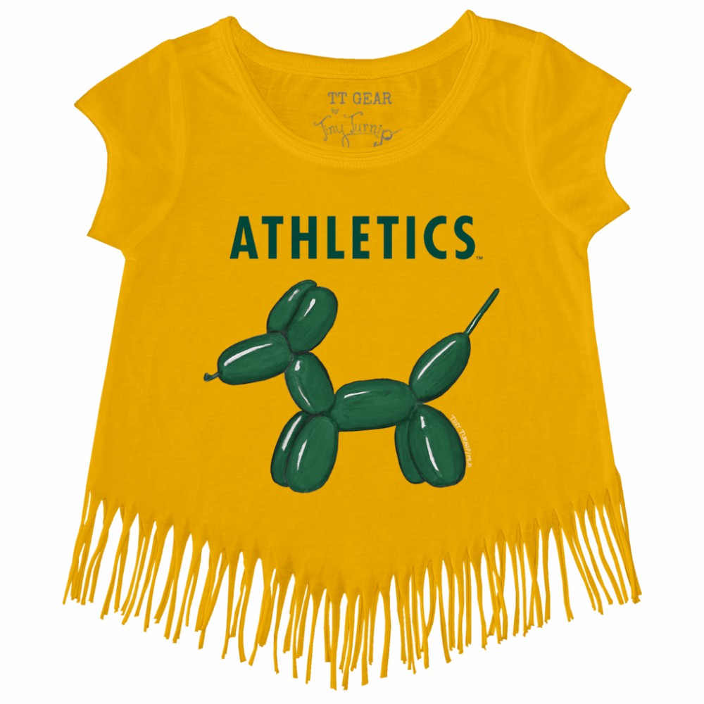 Athletics Tiny Turnip Girls Youth Balloon Dog Fringe T-Shirt - MLB