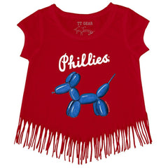 Philadelphia Phillies Tiny Turnip Girls Youth Balloon Dog Fringe T-Shirt - MLB