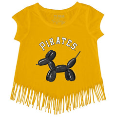 Pittsburgh Pirates Tiny Turnip Girls Youth Balloon Dog Fringe T-Shirt - MLB