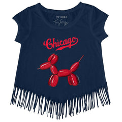 Chicago Cubs Tiny Turnip Girls Youth Balloon Dog Fringe T-Shirt - MLB