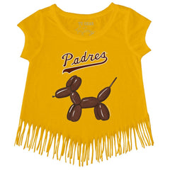 San Diego Padres Tiny Turnip Girls Youth Balloon Dog Fringe T-Shirt - MLB