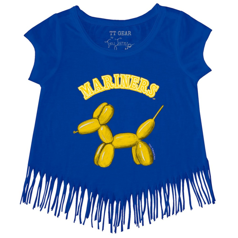 Seattle Mariners Tiny Turnip Girls Youth Balloon Dog Fringe T-Shirt - MLB