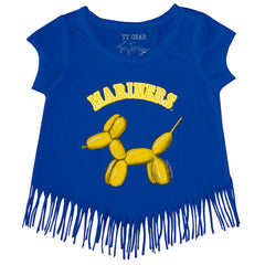 Seattle Mariners Tiny Turnip Girls Youth Balloon Dog Fringe T-Shirt - MLB