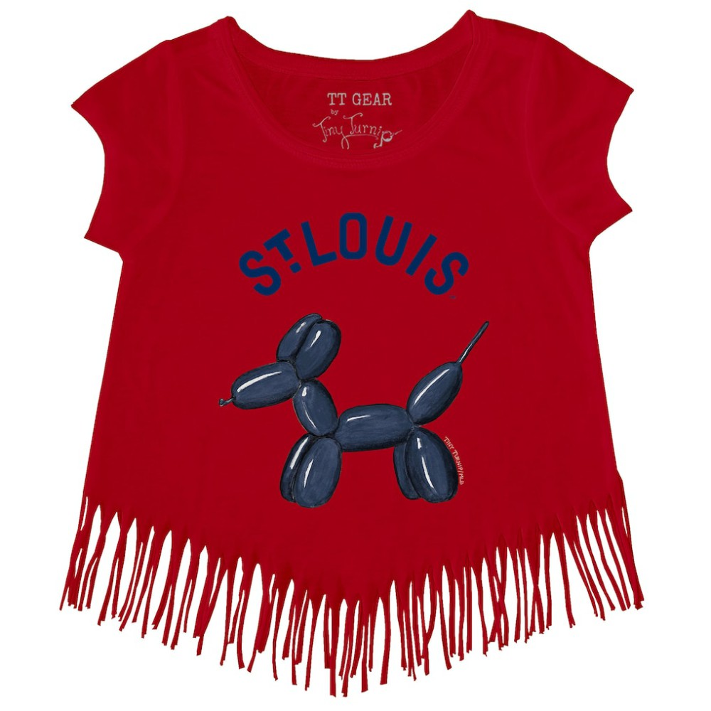 St. Louis Cardinals Tiny Turnip Girls Youth Balloon Dog Fringe T-Shirt - MLB