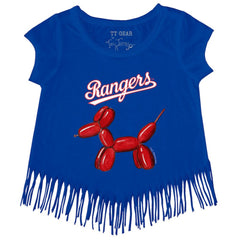 Texas Rangers Tiny Turnip Girls Youth Balloon Dog Fringe T-Shirt - MLB