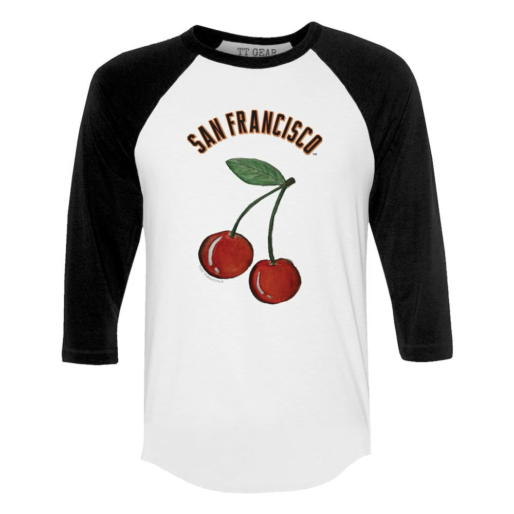 San Francisco Giants Tiny Turnip Women's Cherries 3/4-Sleeve Raglan Baseball T-Shirt - MLB