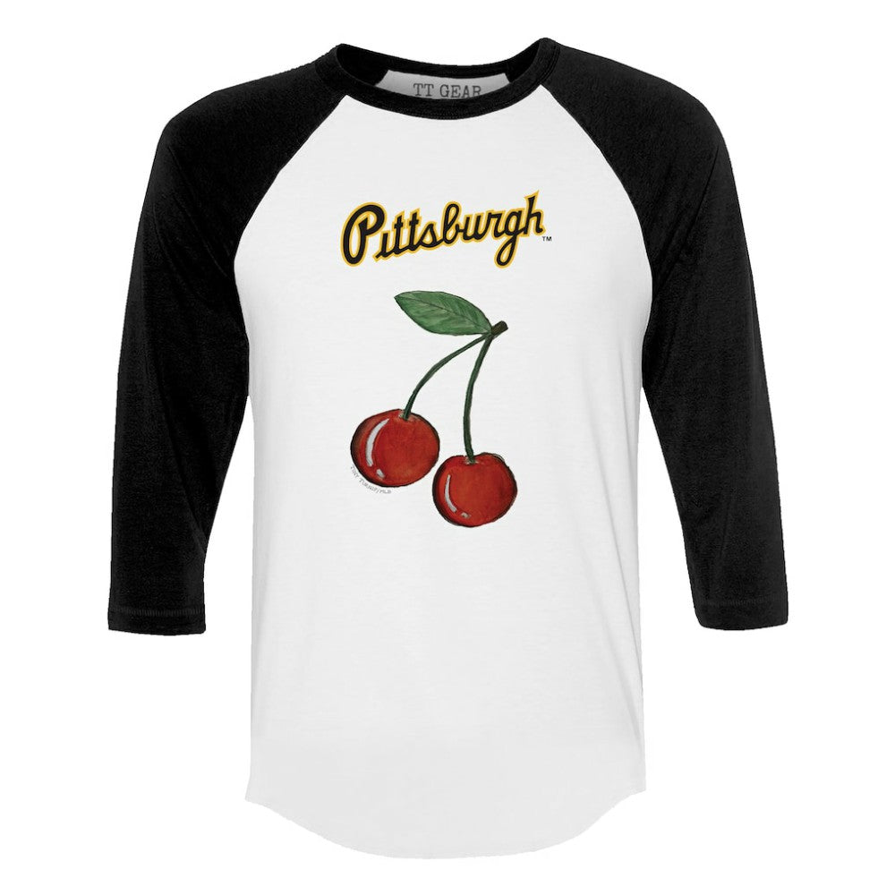 Pittsburgh Pirates Tiny Turnip Women's Cherries 3/4-Sleeve Raglan Baseball T-Shirt - MLB
