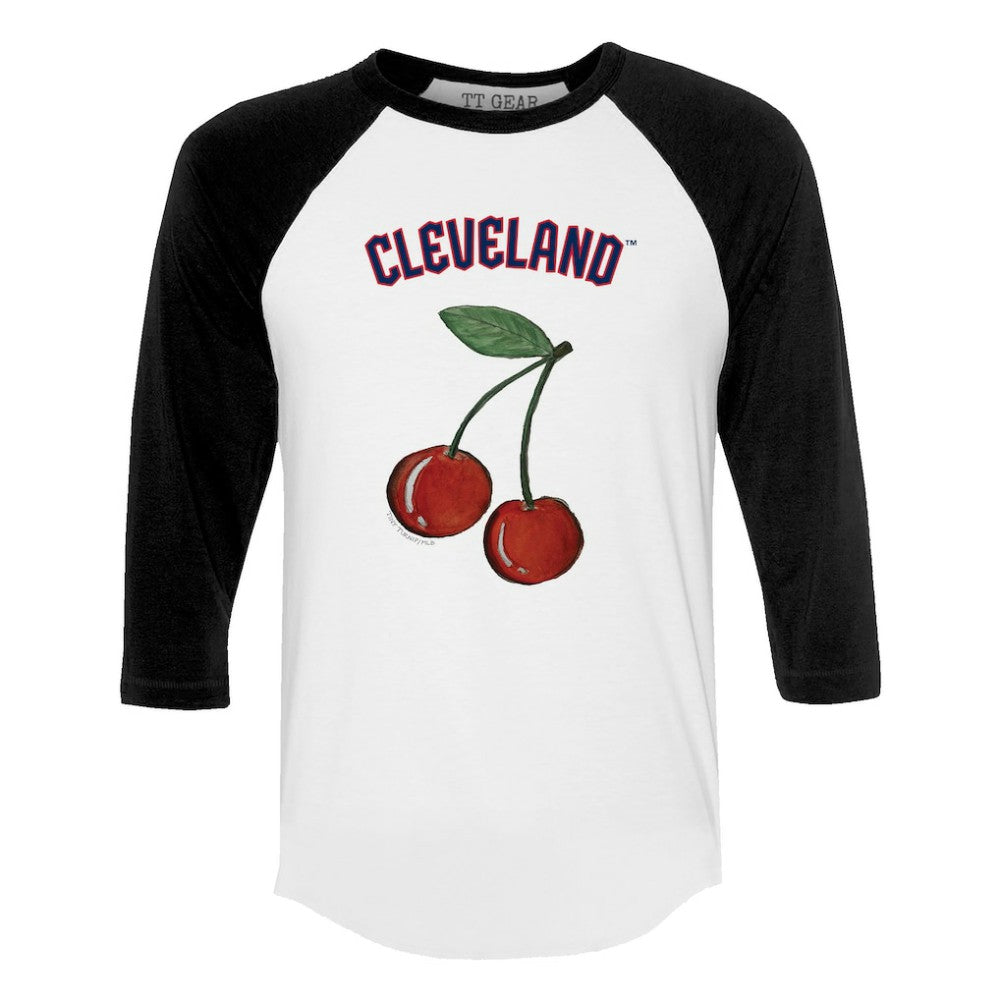 Cleveland Guardians Tiny Turnip Women's Cherries 3/4-Sleeve Raglan Baseball T-Shirt - MLB