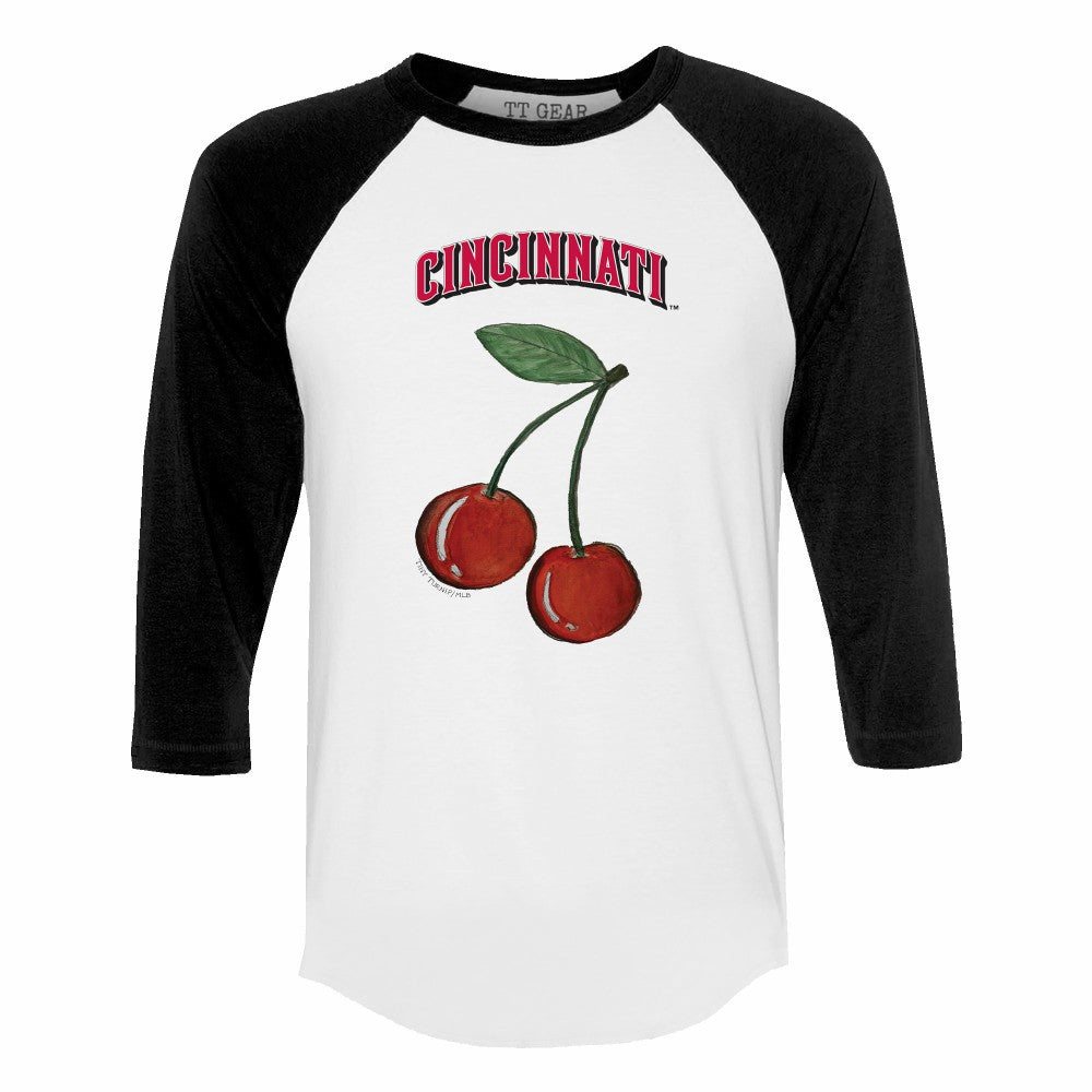 Cincinnati Reds Tiny Turnip Women's Cherries 3/4-Sleeve Raglan Baseball T-Shirt - MLB