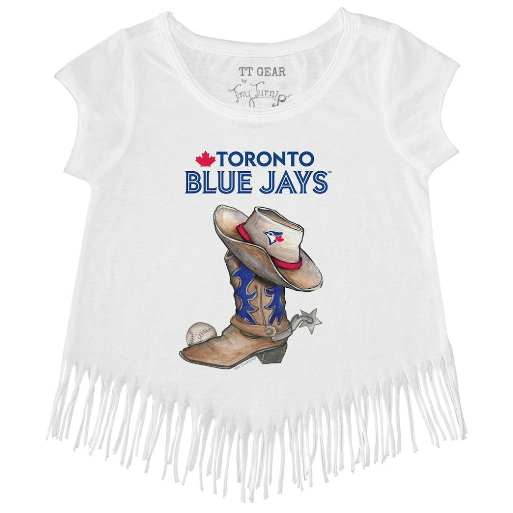 Toronto Blue Jays Tiny Turnip Girls Youth Cowboy Boot Fringe T-Shirt - MLB