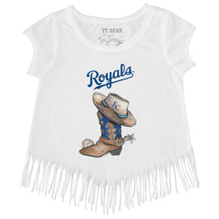 Kansas City Royals Tiny Turnip Girls Youth Cowboy Boot Fringe T-Shirt - MLB