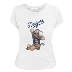 Los Angeles Dodgers Tiny Turnip Women's Cowboy Boot T-Shirt - MLB
