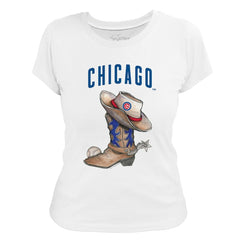 Chicago Cubs Tiny Turnip Women's Cowboy Boot T-Shirt - MLB