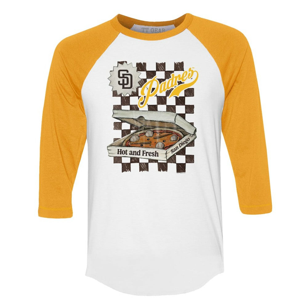 San Diego Padres Tiny Turnip Women's Pizza 3/4-Sleeve Raglan Baseball T-Shirt - MLB