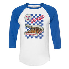 Texas Rangers Tiny Turnip Women's Pizza 3/4-Sleeve Raglan Baseball T-Shirt - MLB