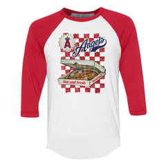 Los Angeles Angels Tiny Turnip Women's Pizza 3/4-Sleeve Raglan Baseball T-Shirt - MLB