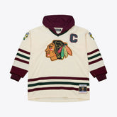 Chicago Blackhawks Mitchell & Ness x Just Don Jersey Hoodie - Cream - NHL