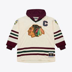 Chicago Blackhawks Mitchell & Ness x Just Don Jersey Hoodie - Cream - NHL
