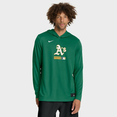 Athletics Nike Authentic Collection Dri-FIT Long Sleeve Hooded T-Shirt - MLB