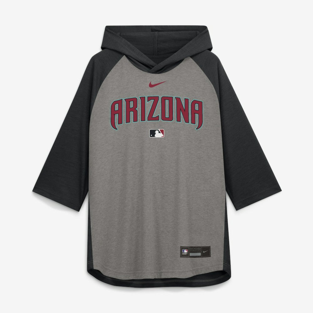 Arizona Diamondbacks Nike Authentic Collection Flux Dri-FIT Raglan 3/4-Sleeve Hooded T-Shirt - MLB
